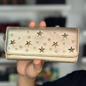 Jimmy Choo Stars Metallic Flap Long Wallet
